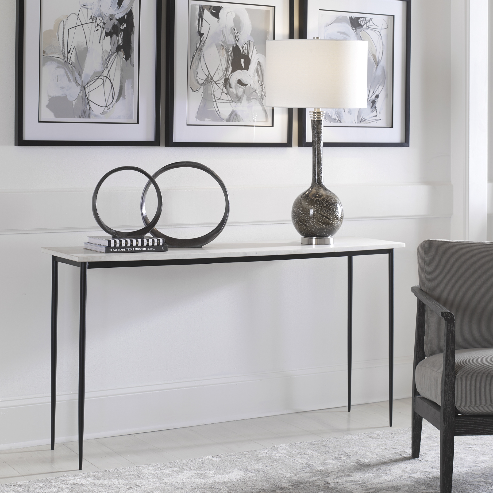 Nightfall White Marble Console Table - Image 2