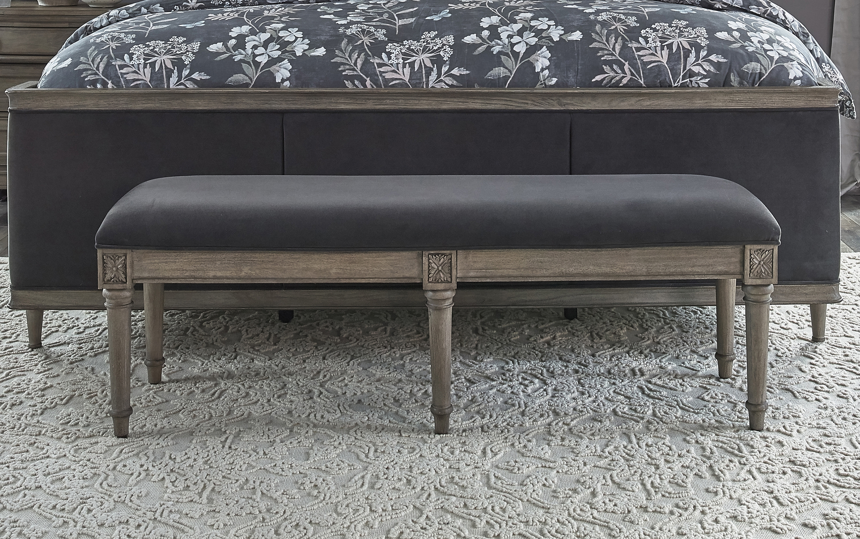 Alderwood Upholstered Bench French Grey - Image 0