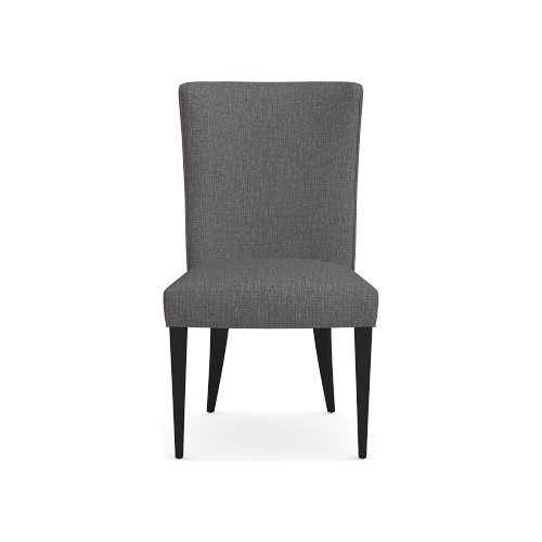 Trevor Side Chair, Standard Cushion, Perennials Performance Melange Weave, Gray, Ebony Leg - Image 0
