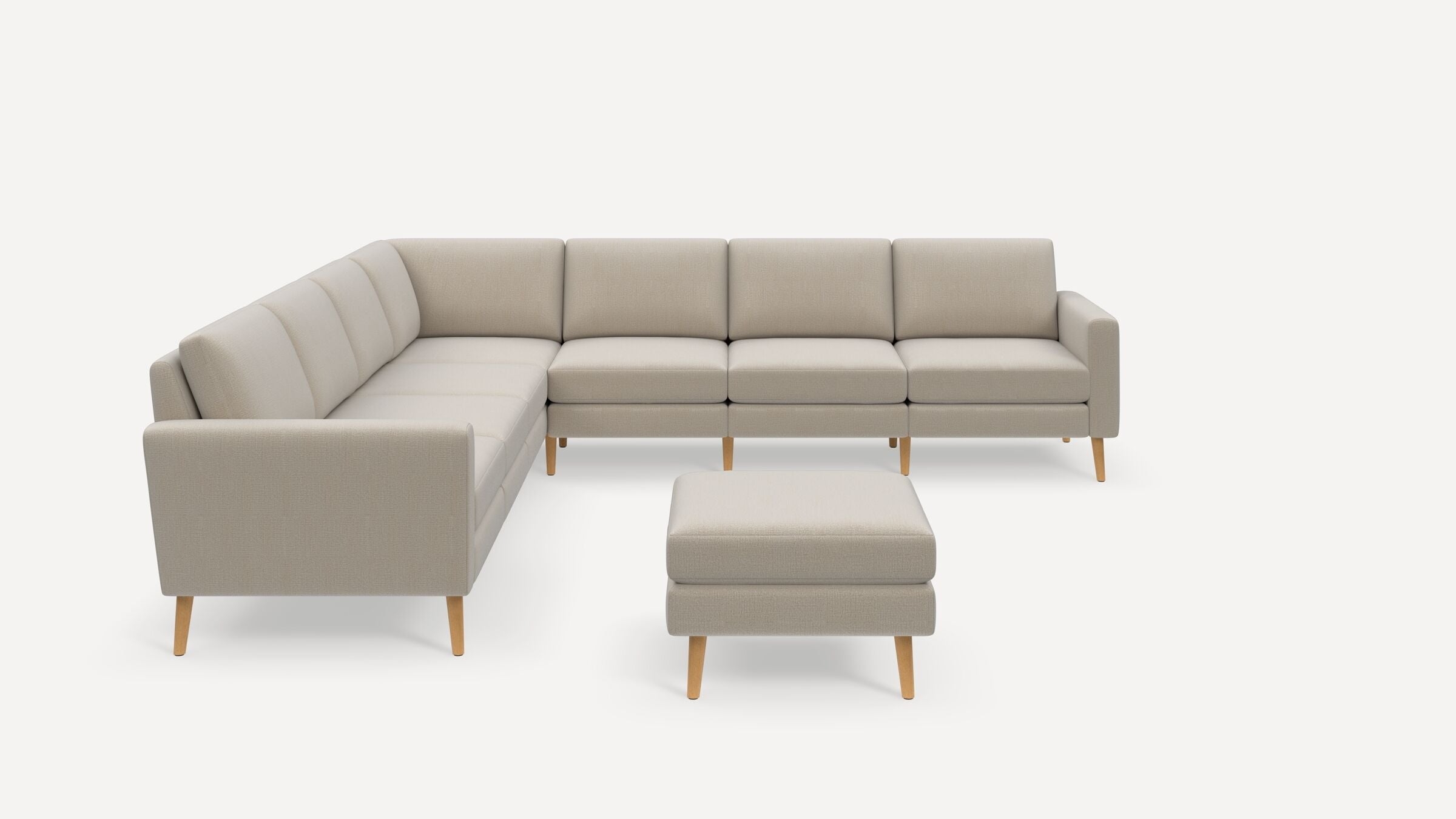 Nomad 7-Seat Corner Sectional with Ottoman - Georgia Clay - Performance Chenille / Oak - Wood / Block - Image 0
