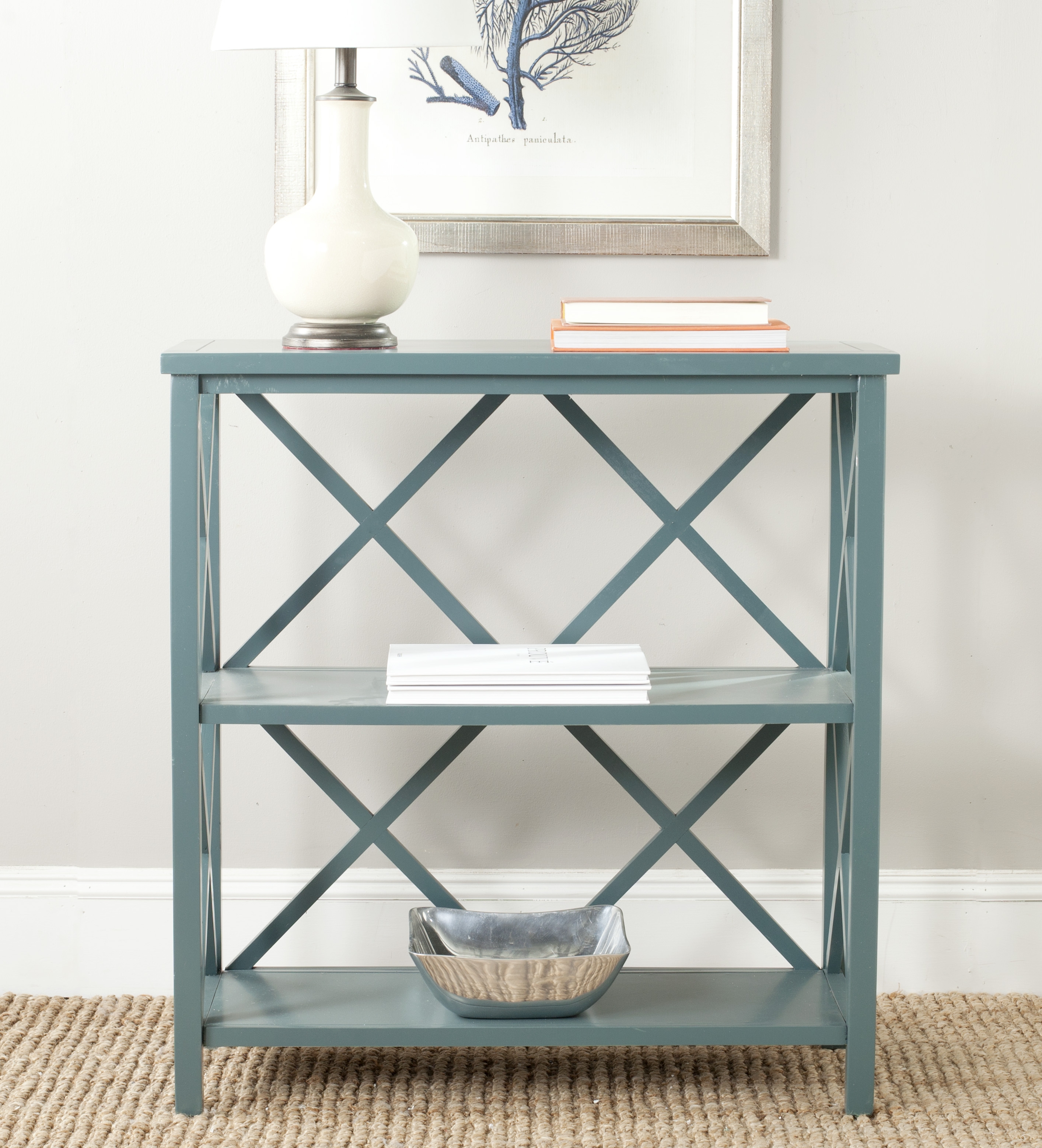Liam 2 Tier Open Bookcase - Slate Teal - Safavieh - Image 1
