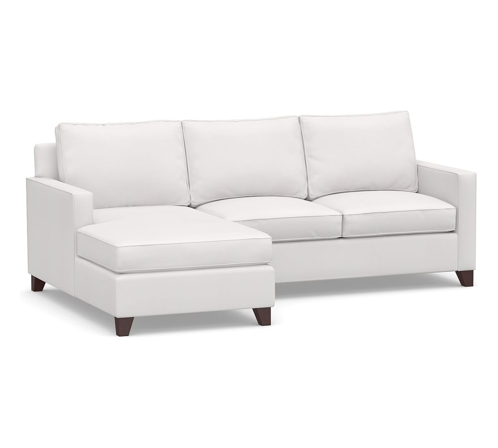 Cameron Square Arm Upholstered Right Arm Sofa with Chaise Sectional, Polyester Wrapped Cushions, Twill White - Image 0