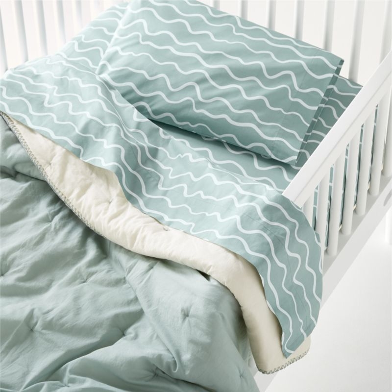 Blue Mini Tuft Organic Crib Blanket - Image 2