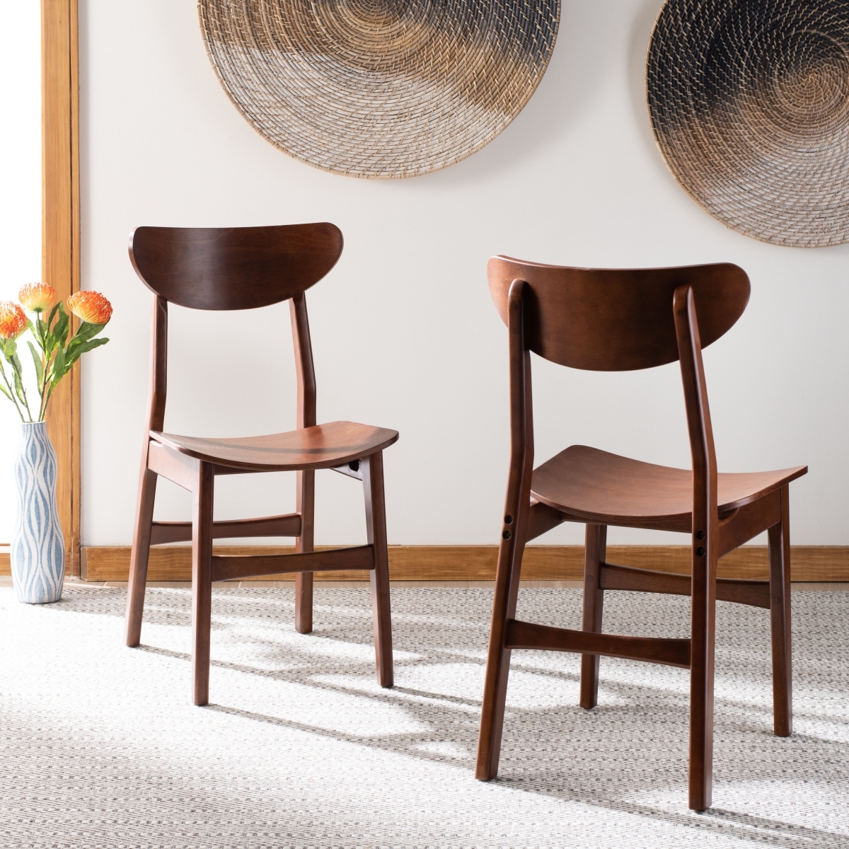 Lucca Retro Dining Chair - Walnut - Safavieh - Image 2