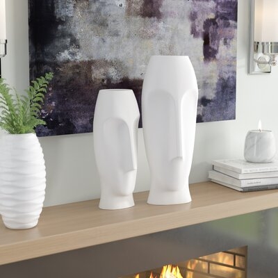 Traver 2 Piece Faces Ceramic Vase Set - Image 1