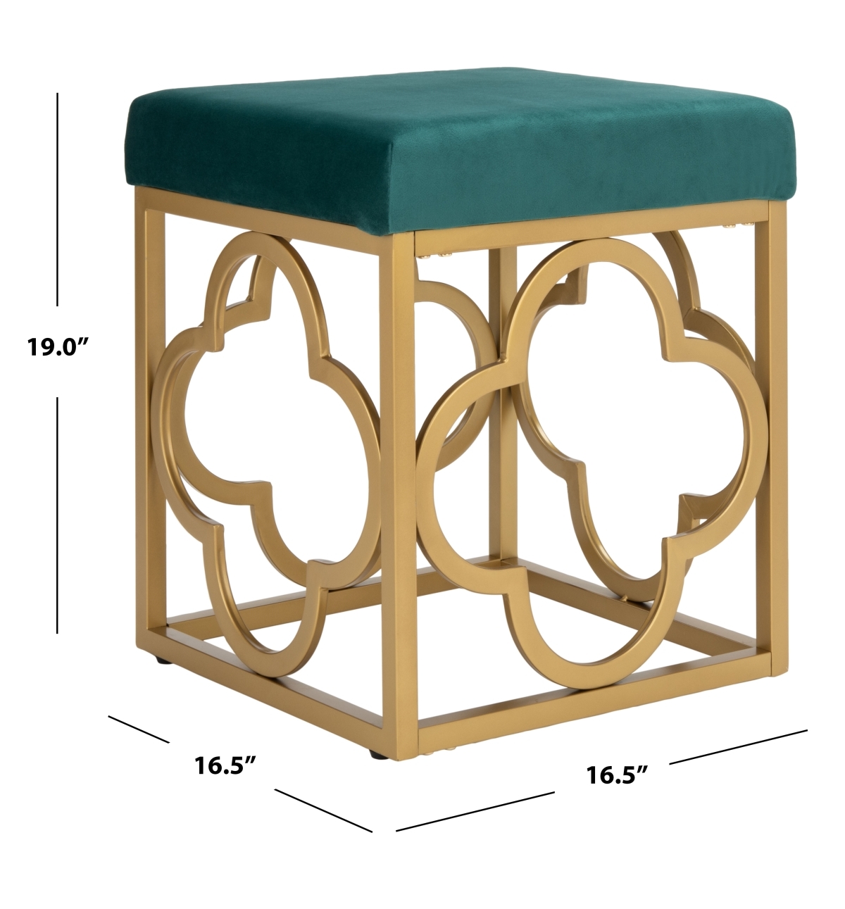 Fleur Rectangle Ottoman - Emerald / Gold - Safavieh - Image 6