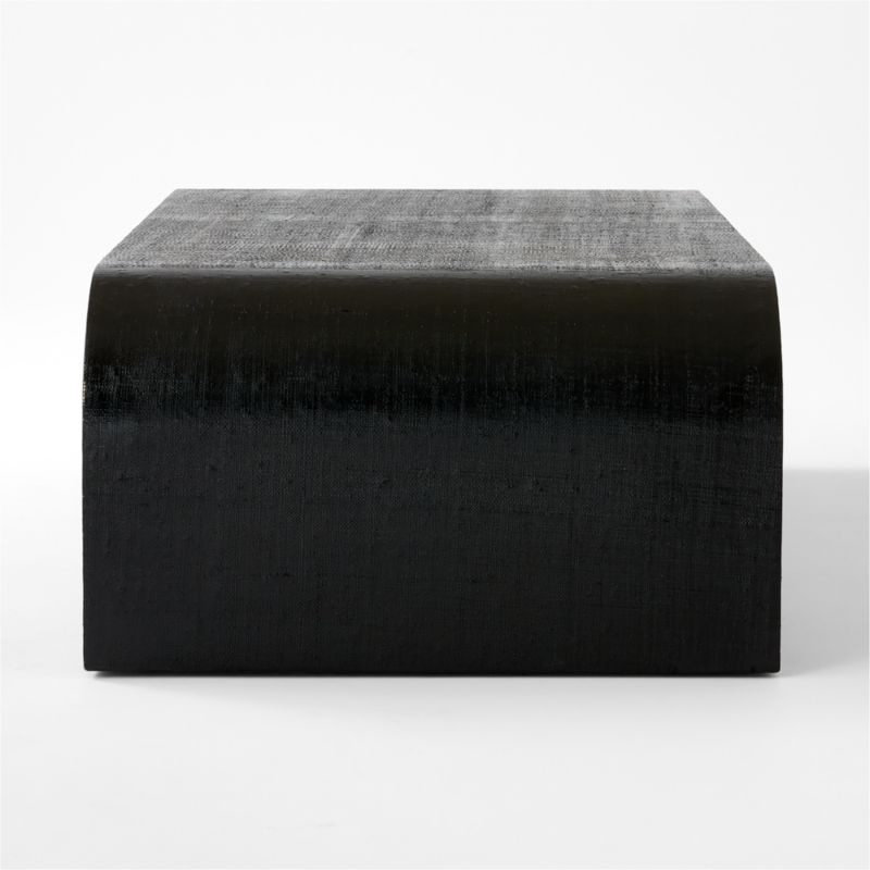 Horseshoe Black Laquered Linen 60" Coffee Table - Image 3