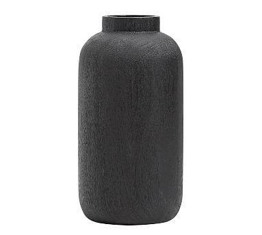 Burned Wooden Vase, Black, Large - Image 0