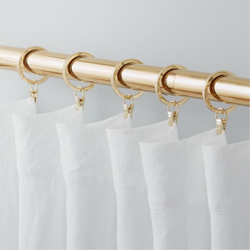 Polished Brass Curtain Rings with Clips Set of 9 - Image 1