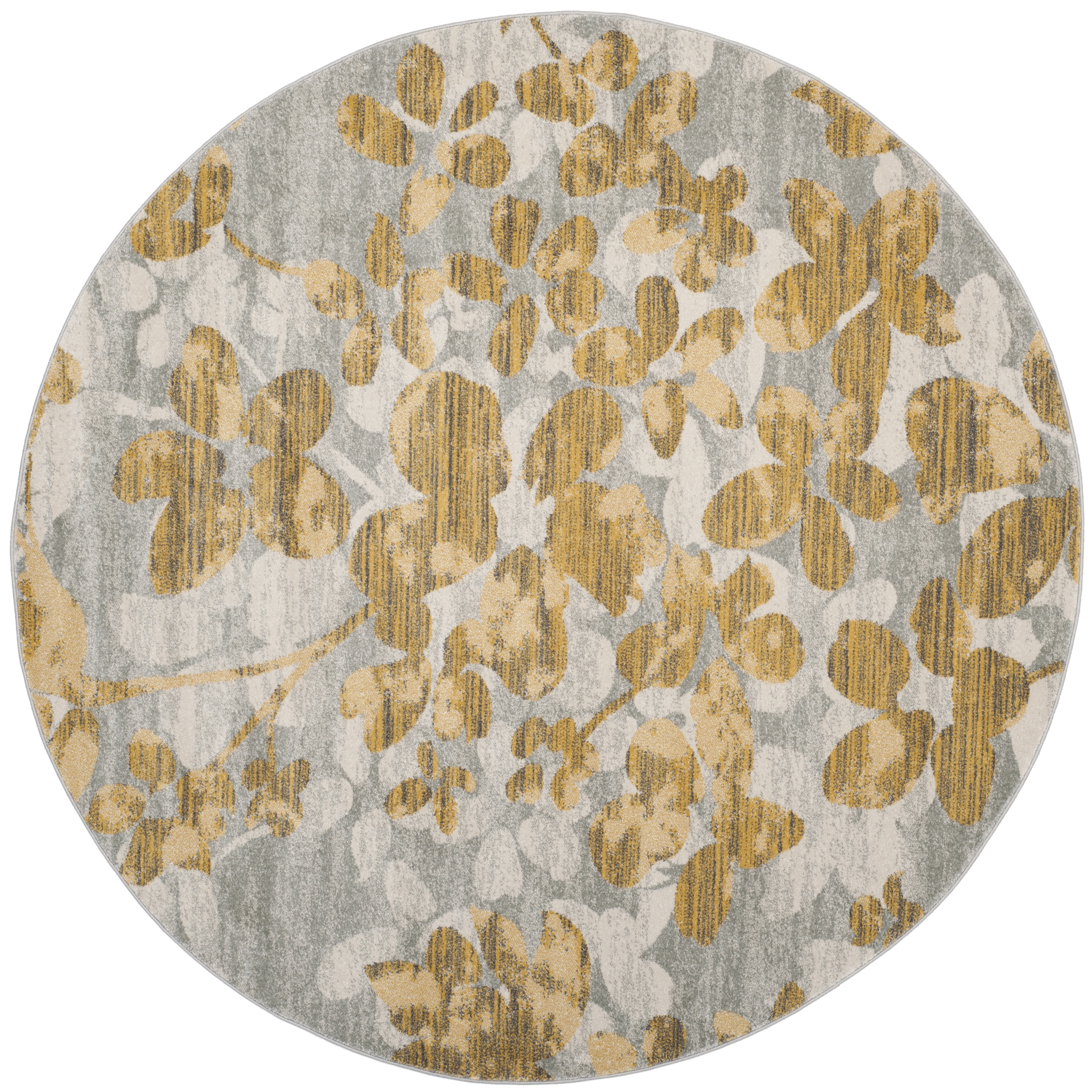 Arlo Home Woven Area Rug, EVK236P, Grey/Gold,  6' 7" X 6' 7" Round - Image 0