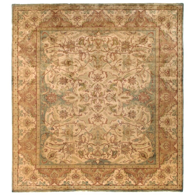 EXQUISITE RUGS Polonaise Oriental Hand-Knotted Wool Beige/Green/Red Area Rug - Image 0