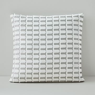 Cotton Linen + Velvet Corners Pillow Cover, White, 21" x 12" - Image 1