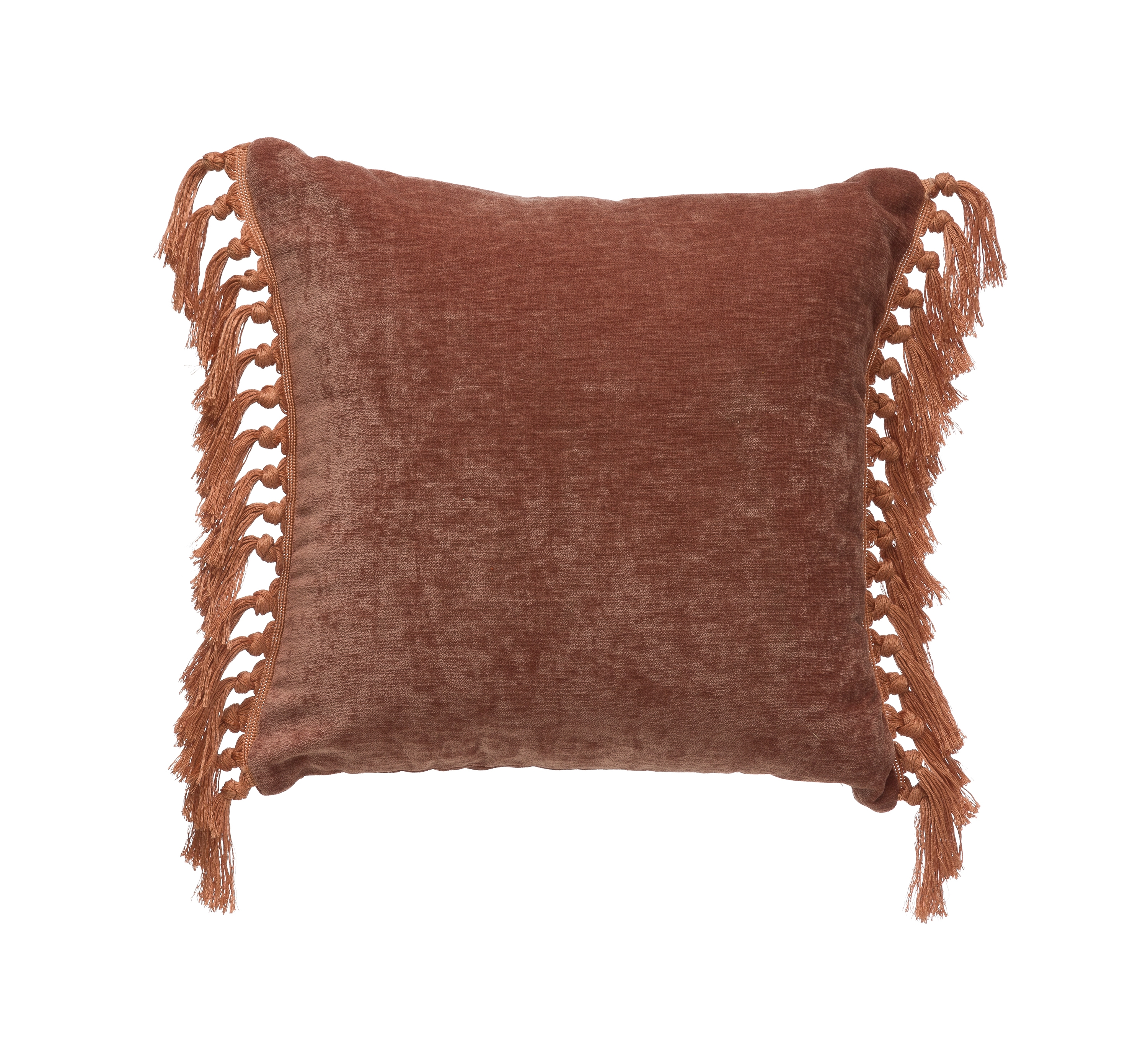 18" Square Polyester Pillow with Tassel Sides - Image 0