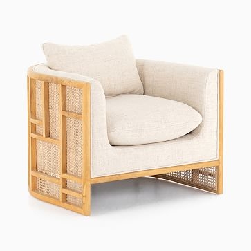 Upholstered Grid Back Chair, Natural - Image 2