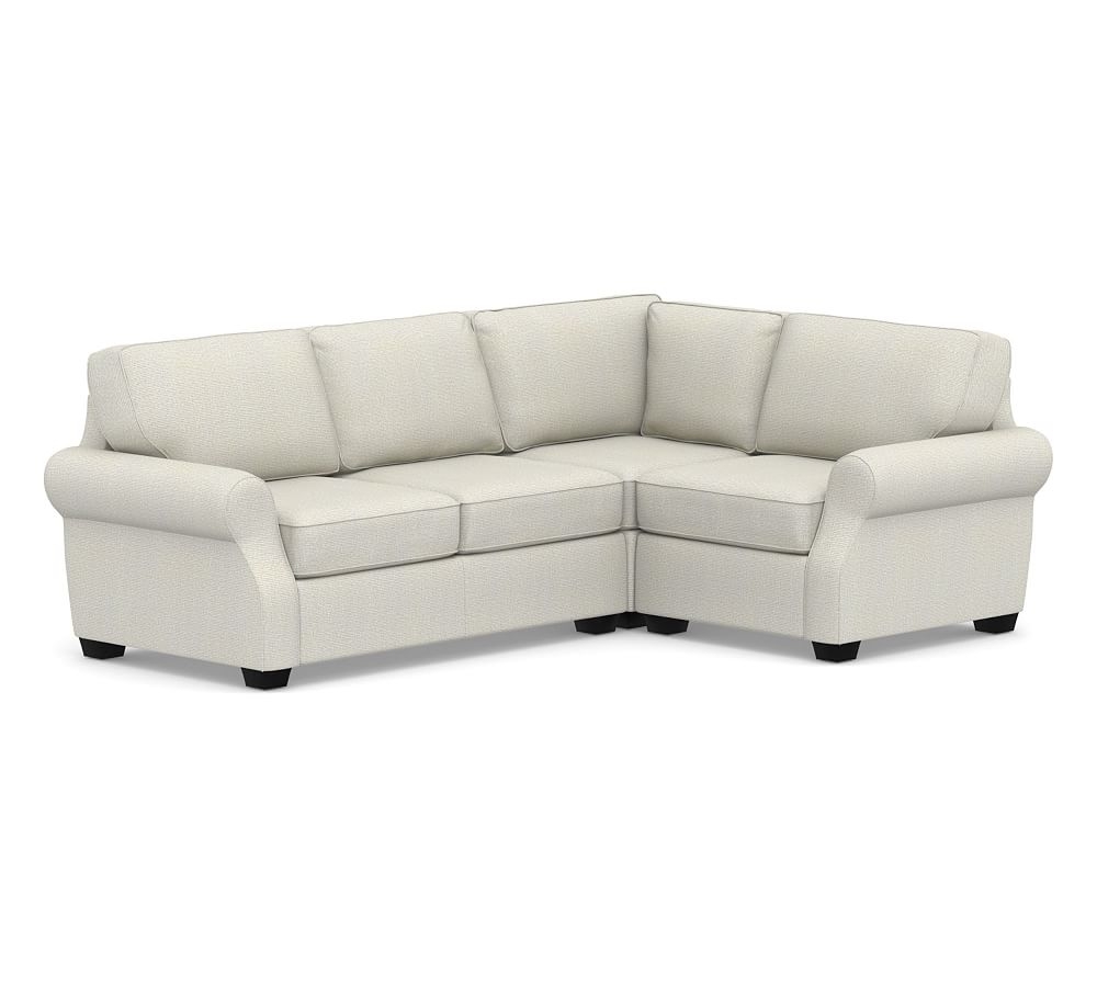 SoMa Fremont Roll Arm Upholstered Left Arm 3-Piece Corner Sectional, Polyester Wrapped Cushions, Performance Heathered Basketweave Dove - Image 0