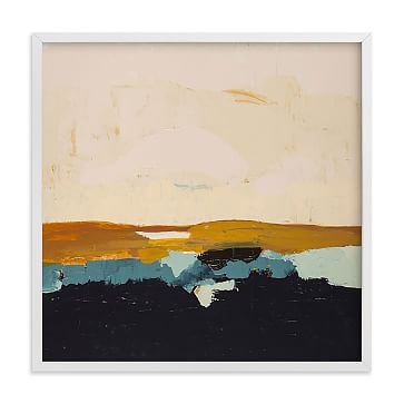 Yellow Seascape by Caryn Owen, Full Bleed 24"x24", White Wood Frame - Image 0