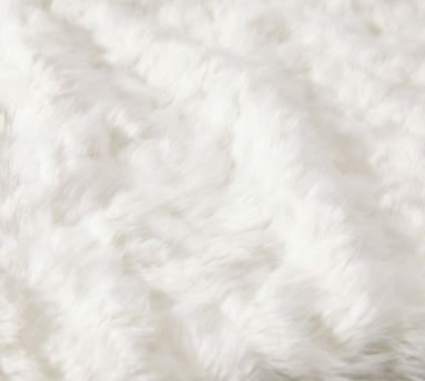 Faux Fur Alpaca Wavy Throw Blanket, 50 x 60", Ivory - Image 1