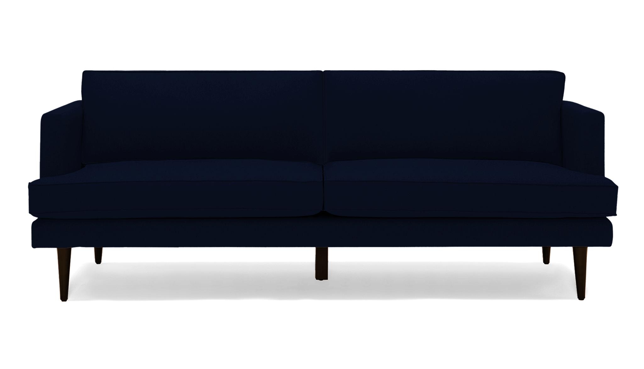 Blue Preston Mid Century Modern 86" Sofa - Royale Cobalt - Mocha - Image 0
