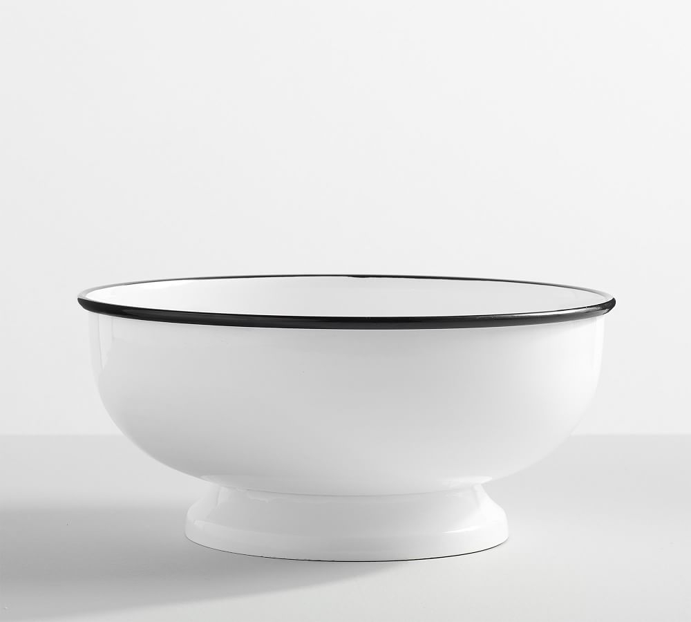 White Enamel Footed Serving Bowl - Image 0