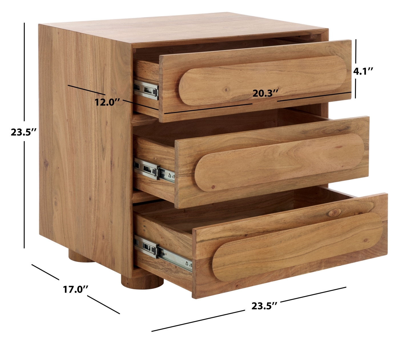 Lesliette 3 Drawer Nightstand - Natural - Image 7