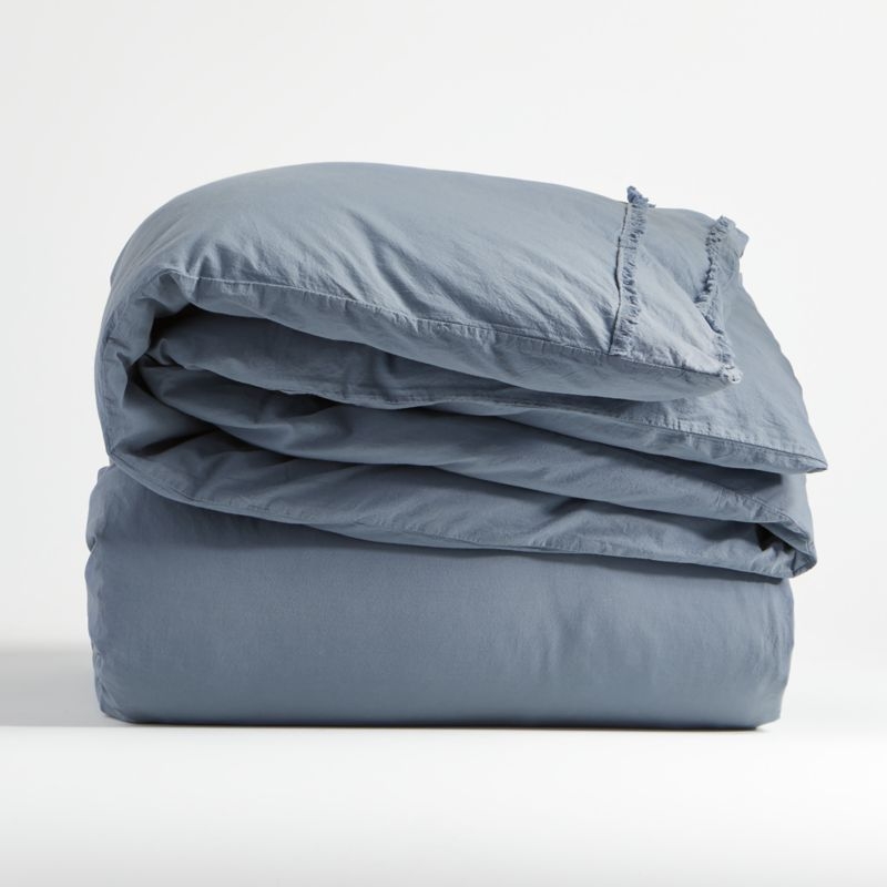 Organic Cotton Blue Eyelash Fringe Standard Pillow Sham - Image 2