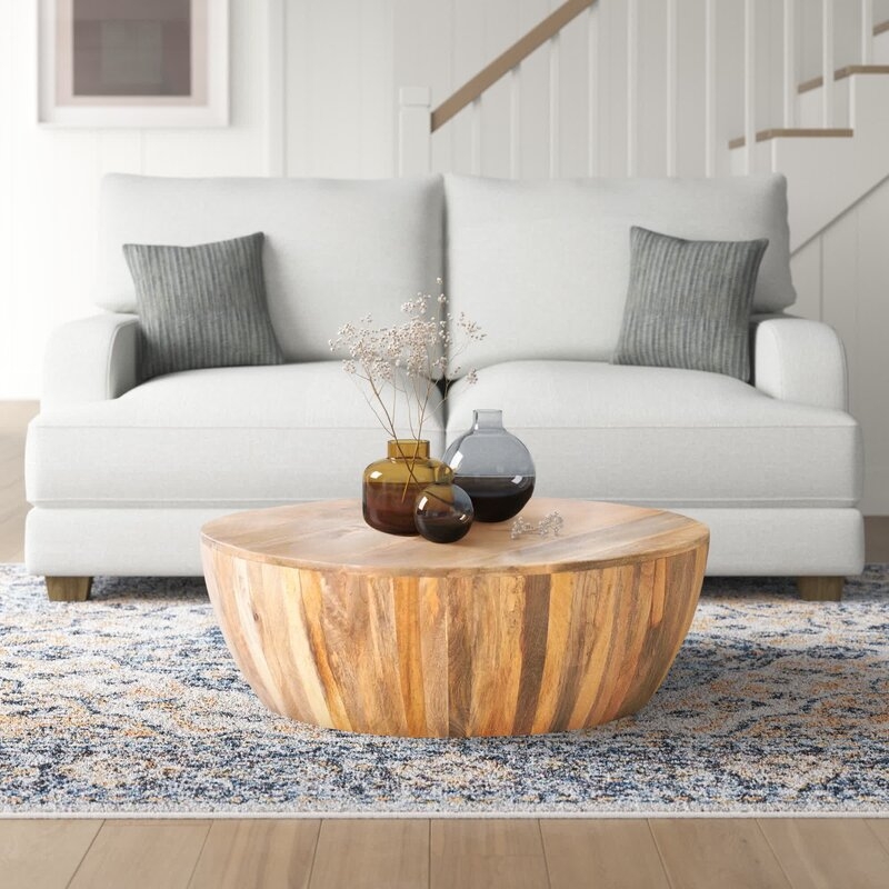 Natural Vivienne Solid Wood Drum Coffee Table - Image 0