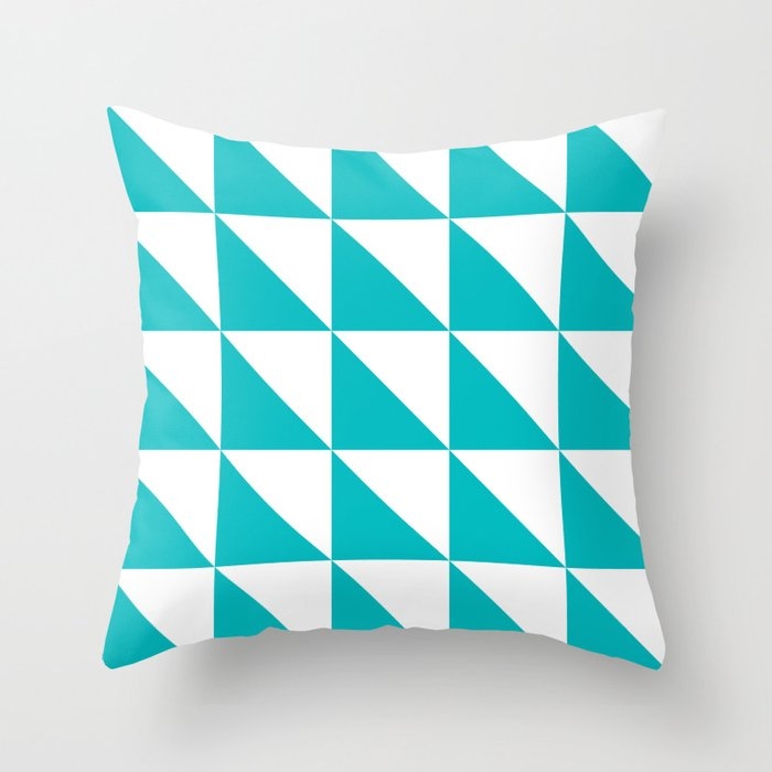 Geometric Pattern 01 Turquoise Throw Pillow by The Old Art Studio - Cover (20" x 20") With Pillow Insert - Outdoor Pillow - Image 0