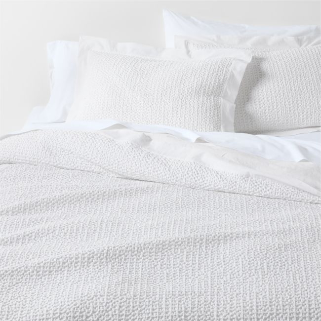 Organic Cotton Waffle Crisp White King Duvet Cover - Image 0
