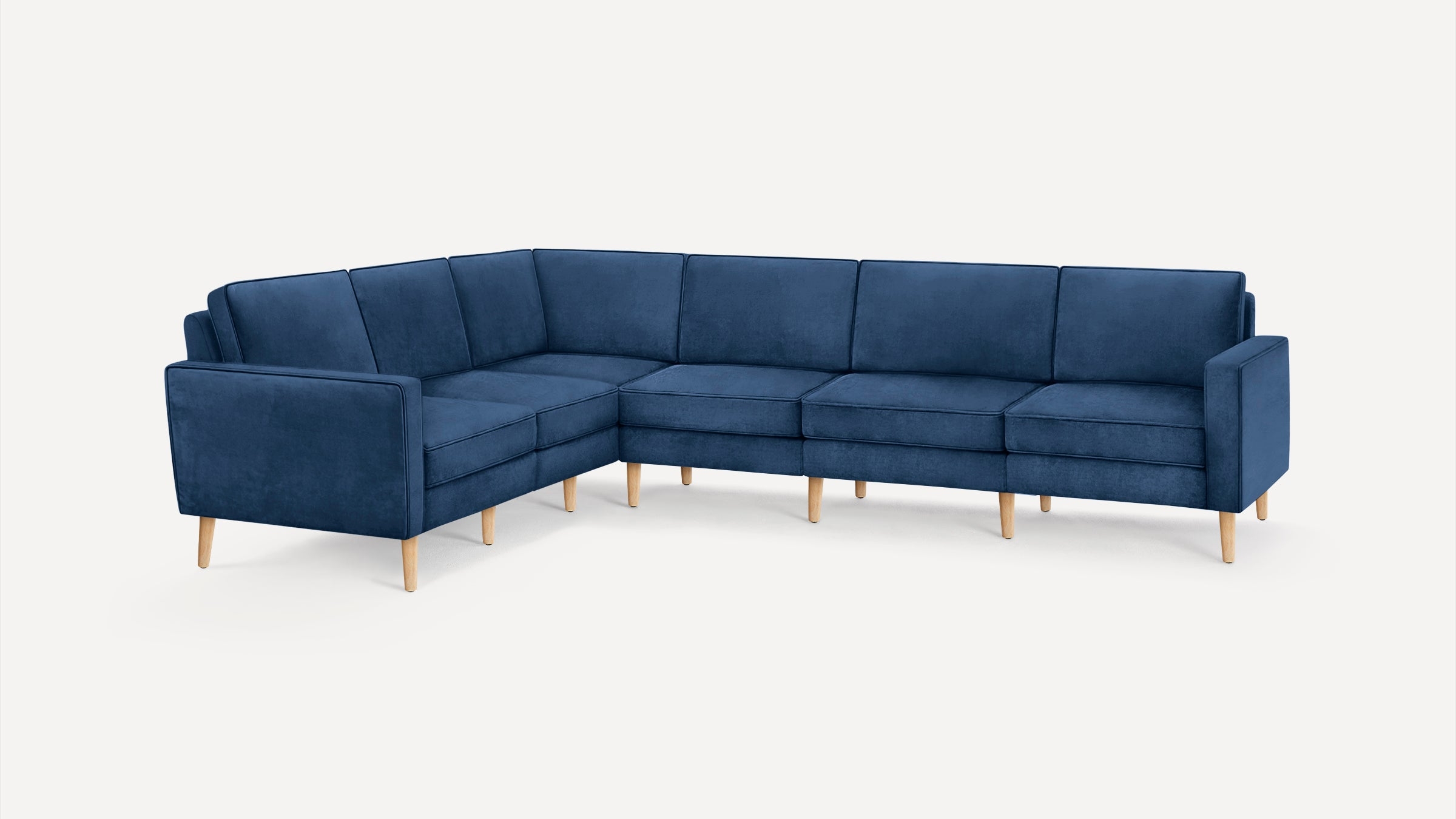 Nomad Velvet 6-Seat Corner Sectional - Midnight - Performance Velvet / Oak - Wood - Image 0