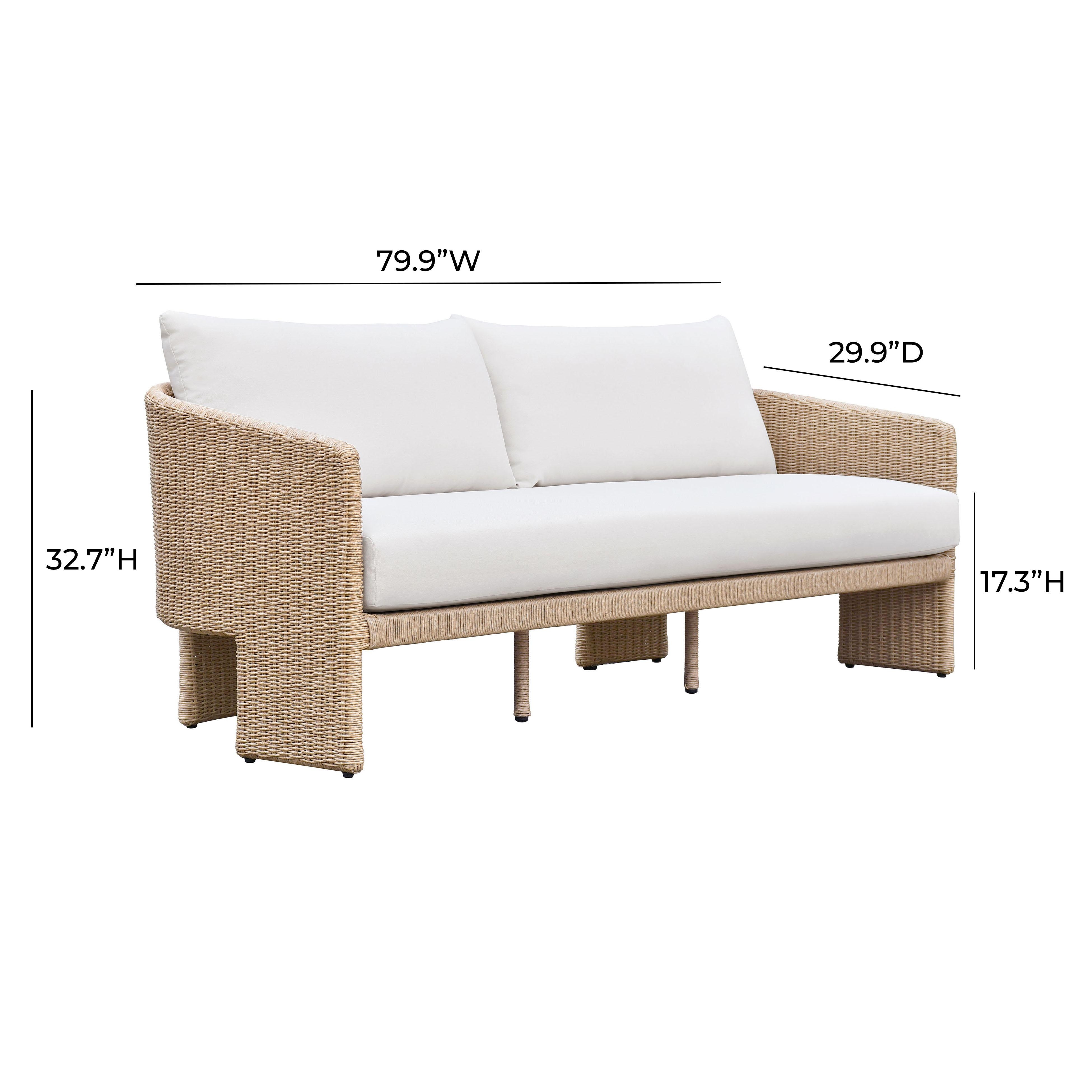 Alexa Cream Performance Fabric Outdoor Sofa - Image 5