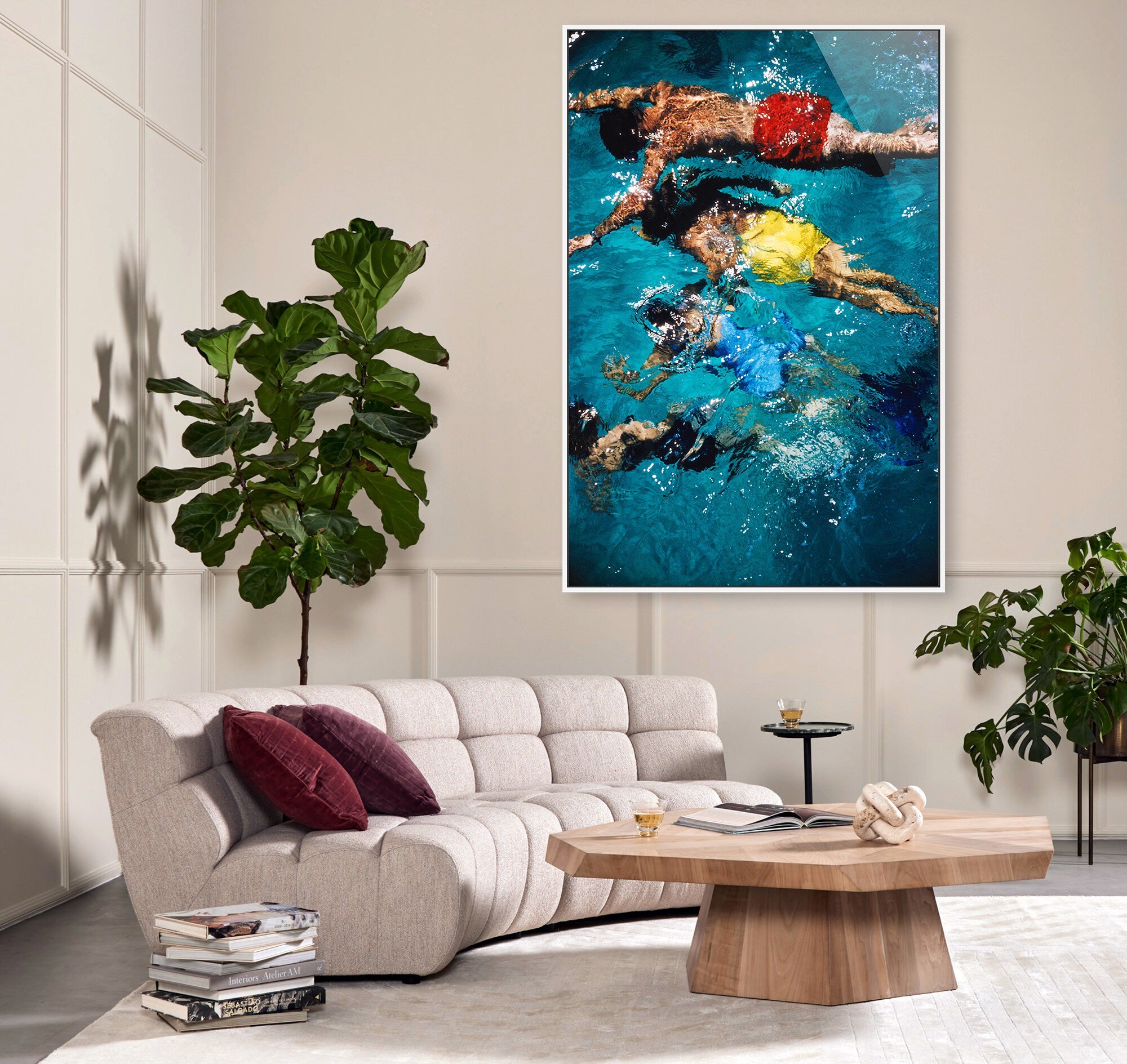 Swimming In The Bahamas by Slim Aarons - White Maple Floater - Image 2