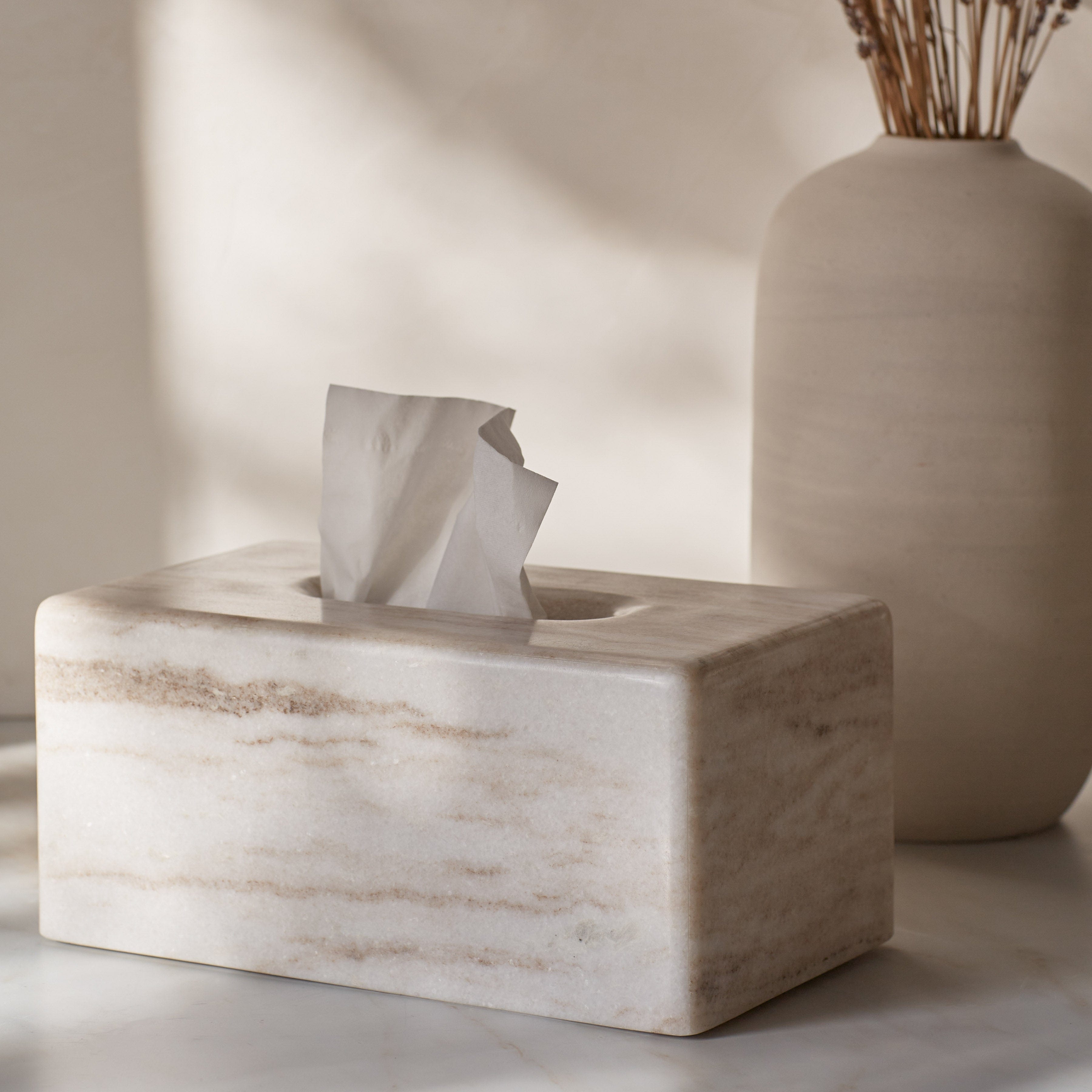 The Citizenry Riya Marble Tissue Box | Square | Natural - Image 2