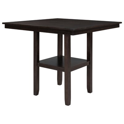 Wooden Counter Height Dining Table With Storage Shelving, Espresso - Image 0