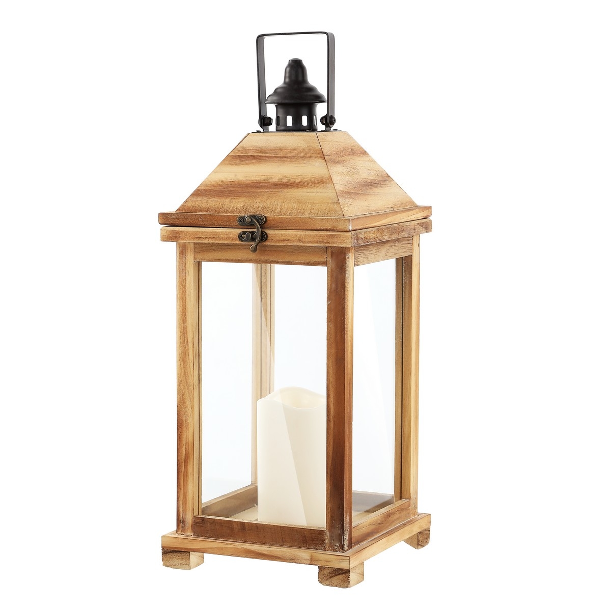 Elida 18.25" Outdoor Lantern - Light Brown - Safavieh - Image 0
