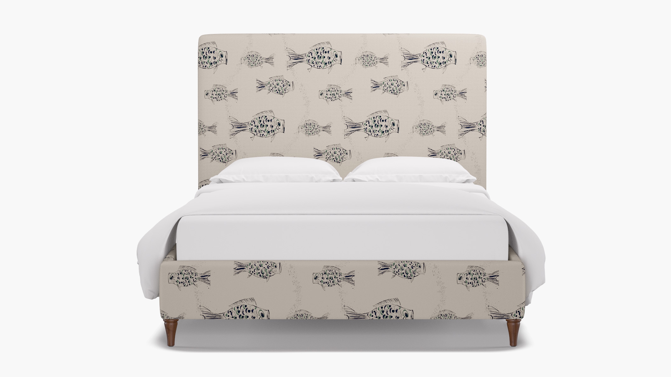 Classic Bed, Canvas Sakana, Walnut Decorative Tapered Leg, Queen - Image 0