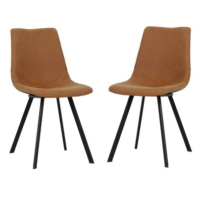 17 Stories Markly Modern Leather Dining Chair With Metal Legs - Image 0