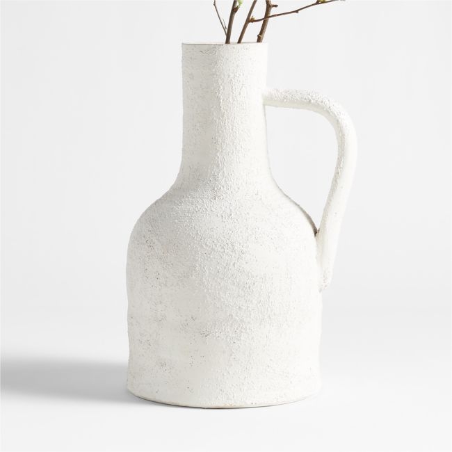 Villa White Jug Ceramic Vase 17" - Image 0