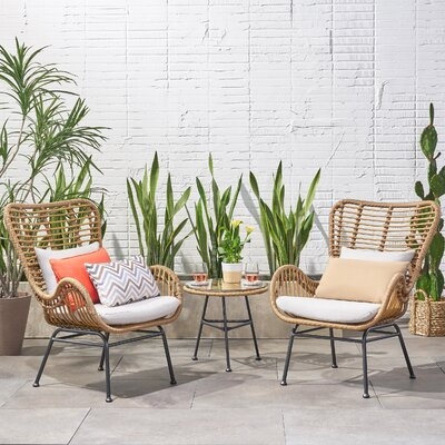 Slagelse Wicker Chat 3 Piece Seating Group with Cushions - Image 0