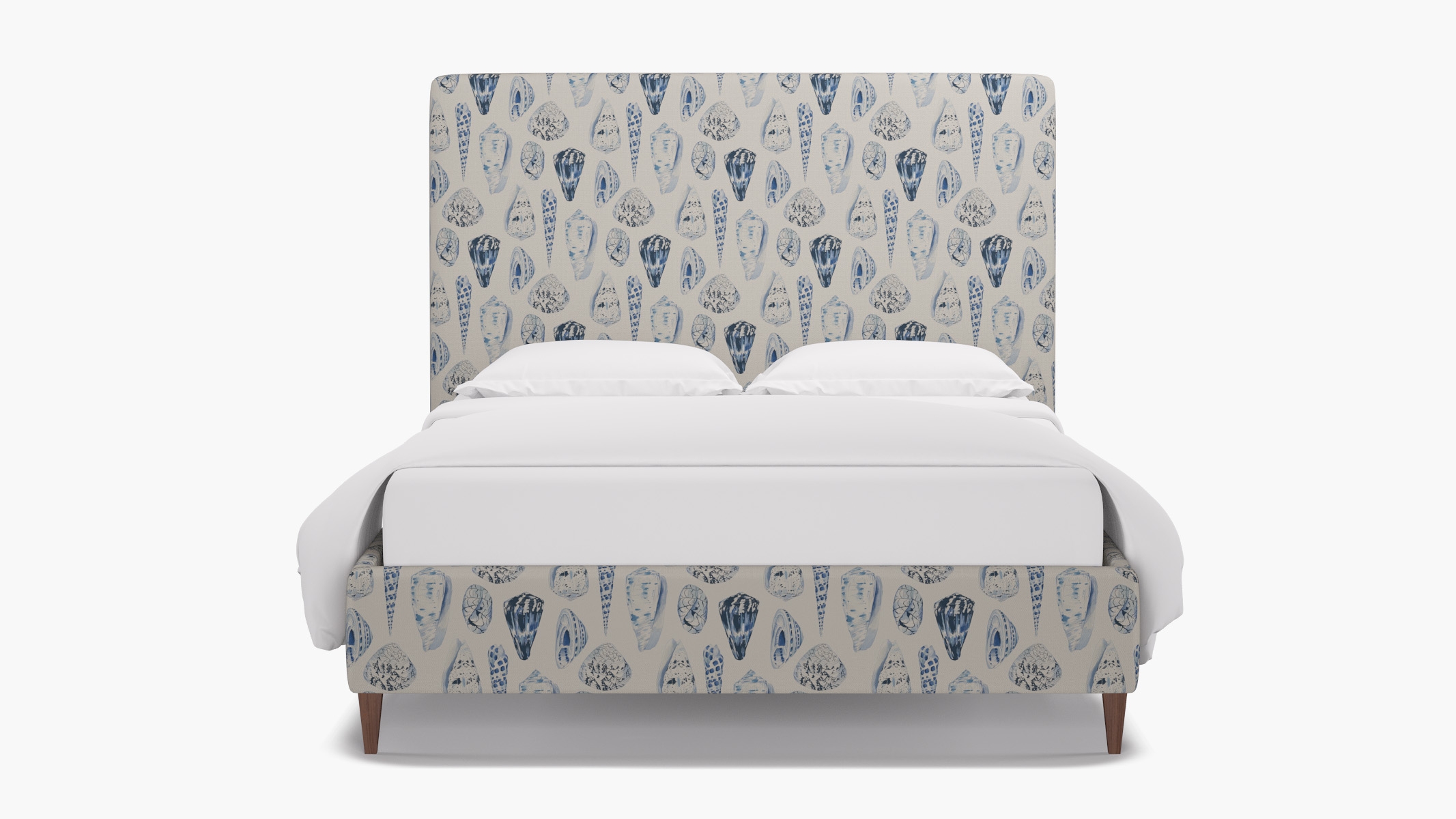 Classic Bed, Porcelain Coquina, Walnut Square Tapered Leg, Queen - Image 0