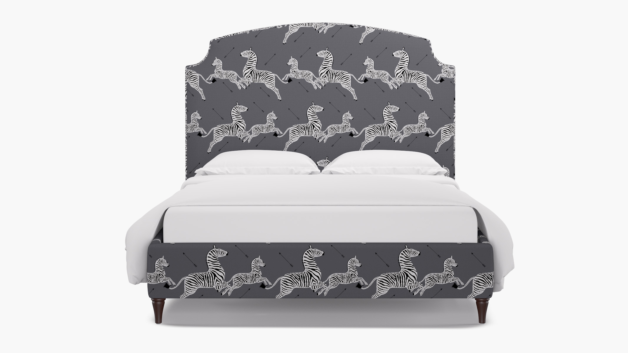 Cove Bed, Slate Zebra, Espresso Decorative Tapered Leg, Queen - Image 0