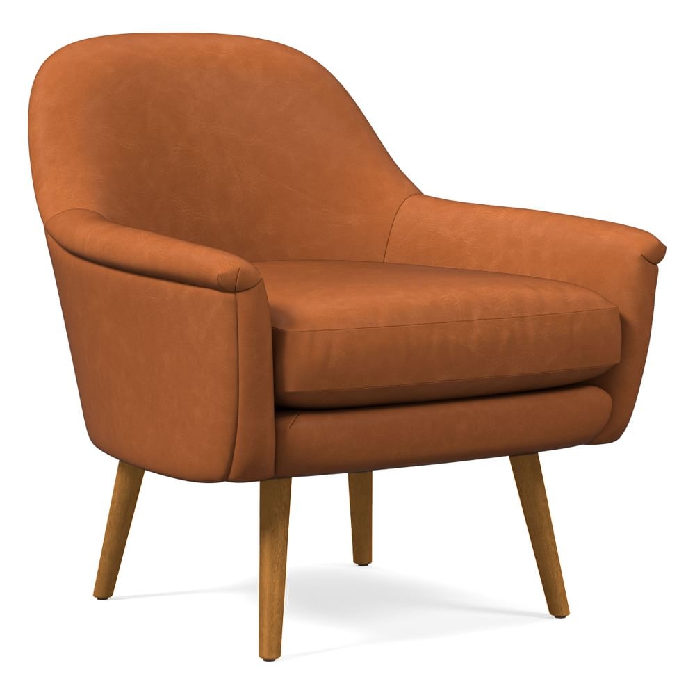 Phoebe Midcentury Chair, Poly, Vegan Leather, Saddle, Pecan - Image 0