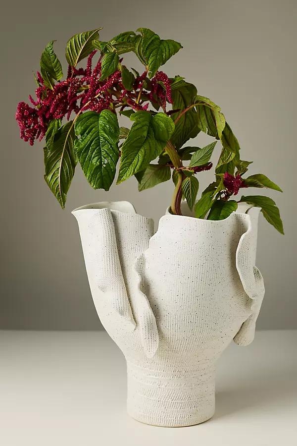 Ivory Textured Torn Porcelain Vessel - Image 0