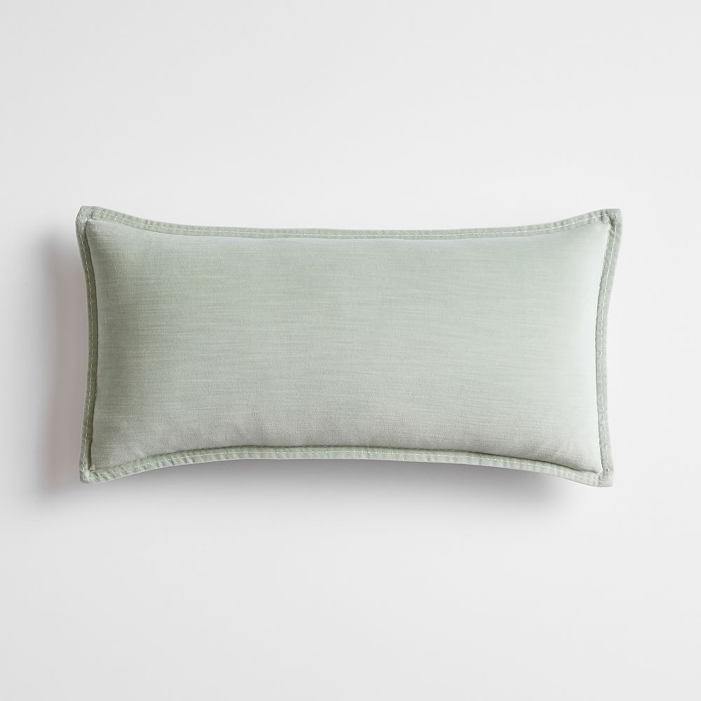 WE x pbdorm Washed Cotton Velvet Lumbar Pillow Mist+ Insert - Image 0