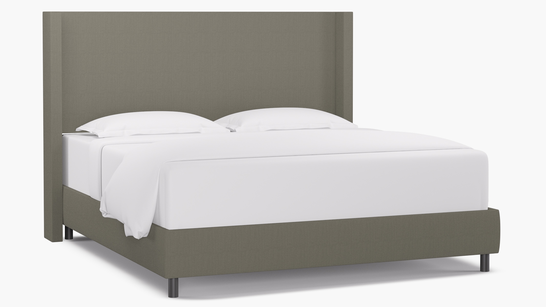 Modern Wingback Bed, Putty Everyday Linen, King - Image 1