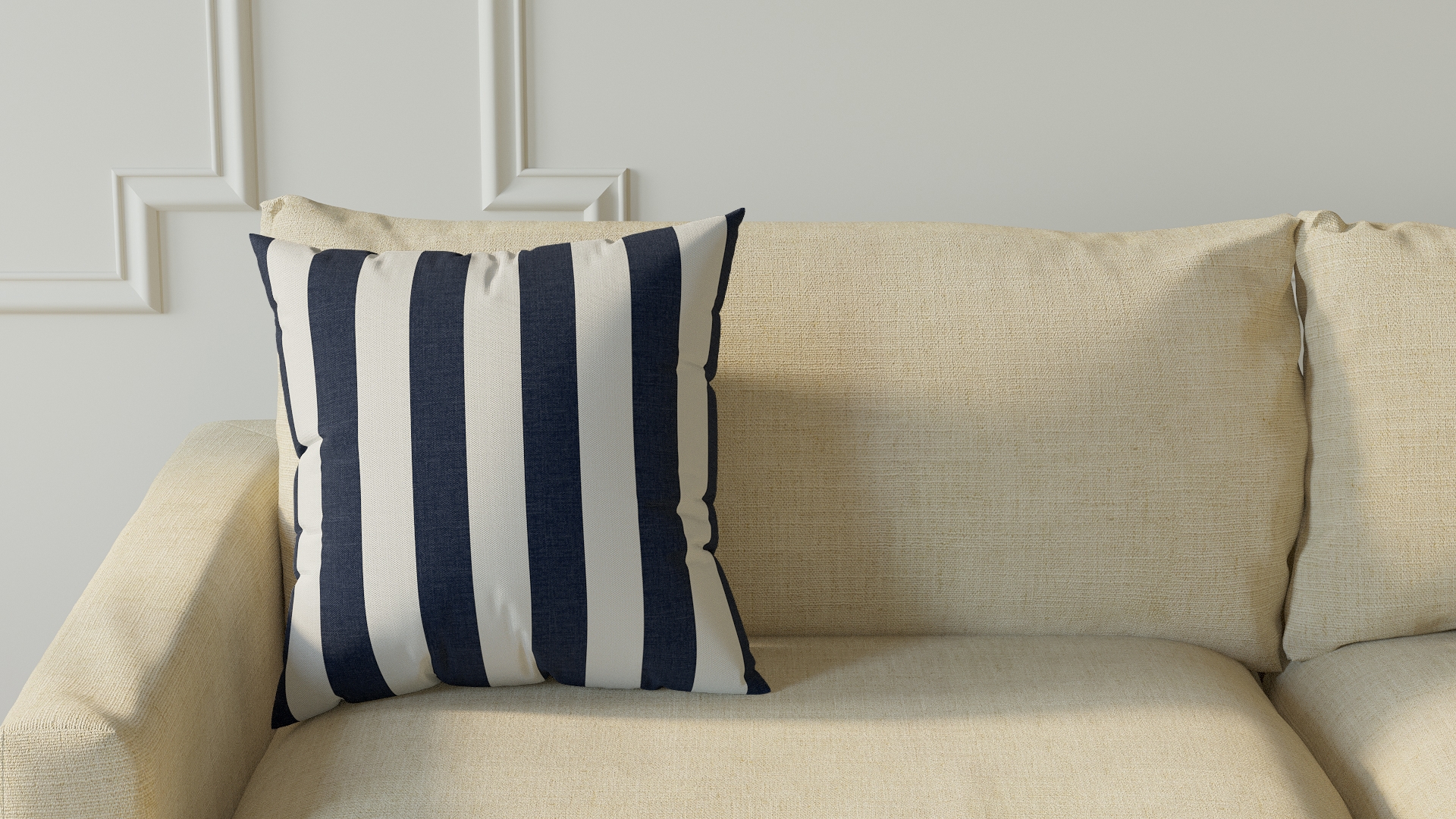Throw Pillow 18", Navy Cabana Stripe, 18" x 18" - Image 2