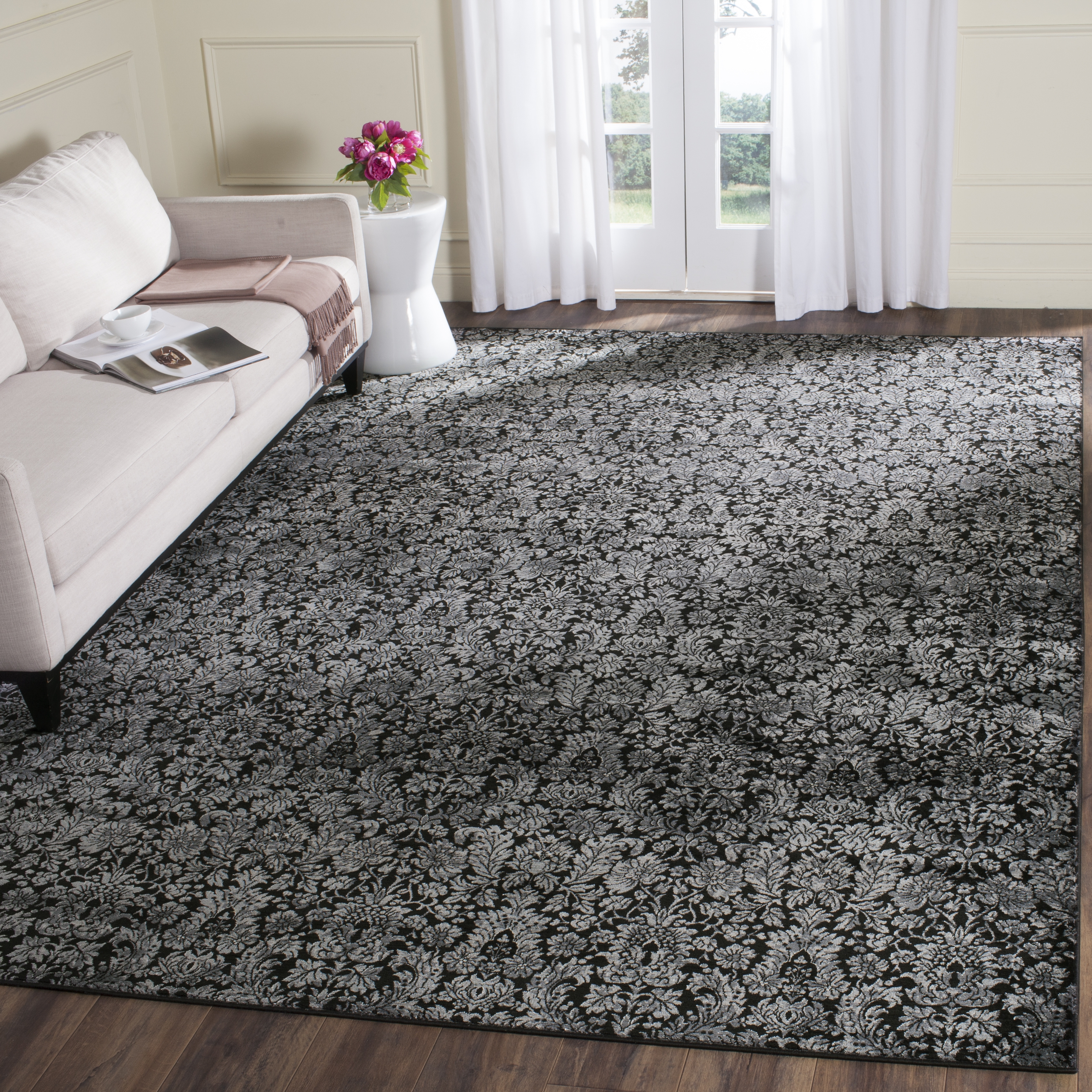 Arlo Home Woven Area Rug, VTG437P, Black/Light Grey,  8' X 11' - Image 1