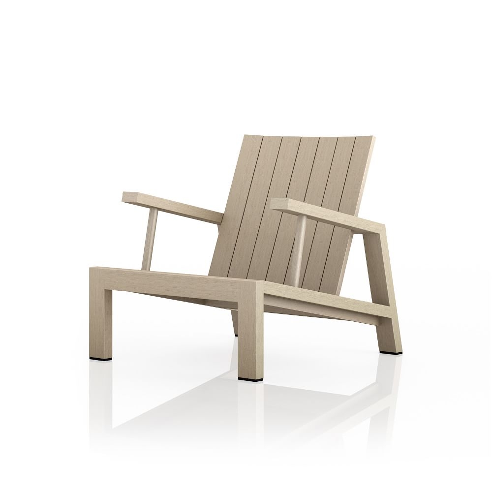 Pitched Teak Wood Outdoor Chair, Solid FSC Teak, Washed Brown - Image 0