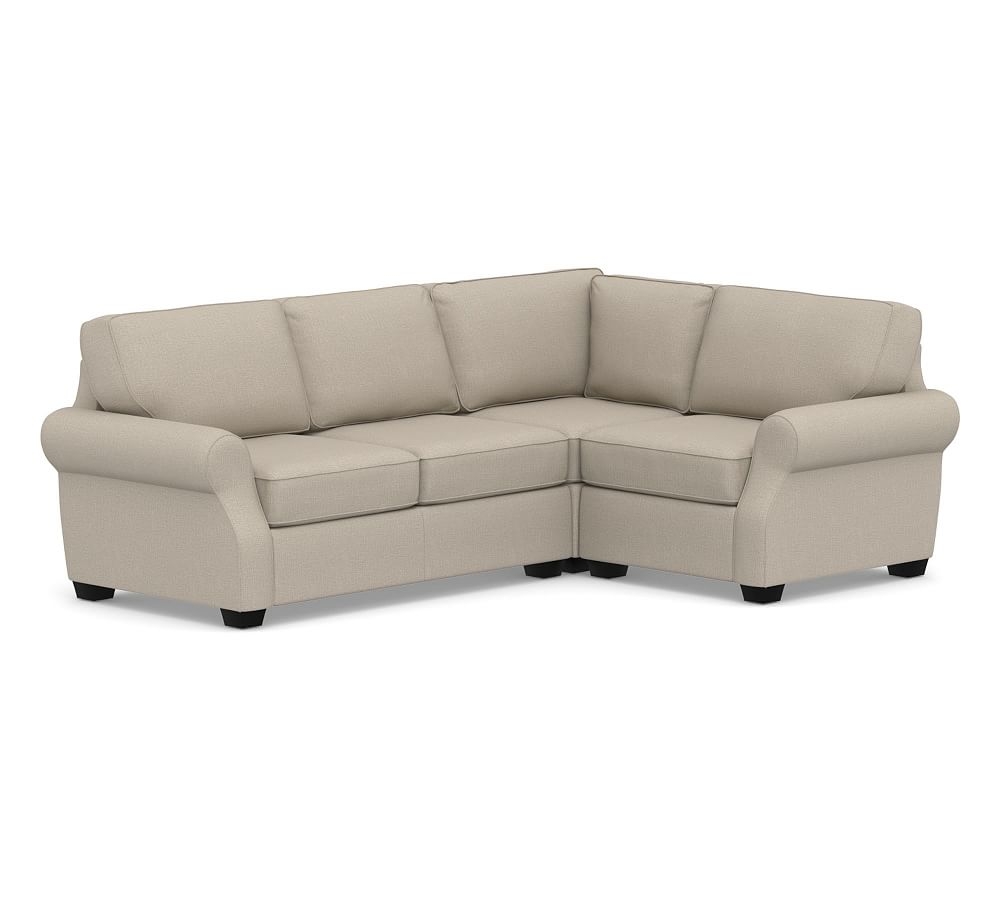SoMa Fremont Roll Arm Upholstered Left Arm 3-Piece Corner Sectional, Polyester Wrapped Cushions, Performance Brushed Basketweave Sand - Image 0