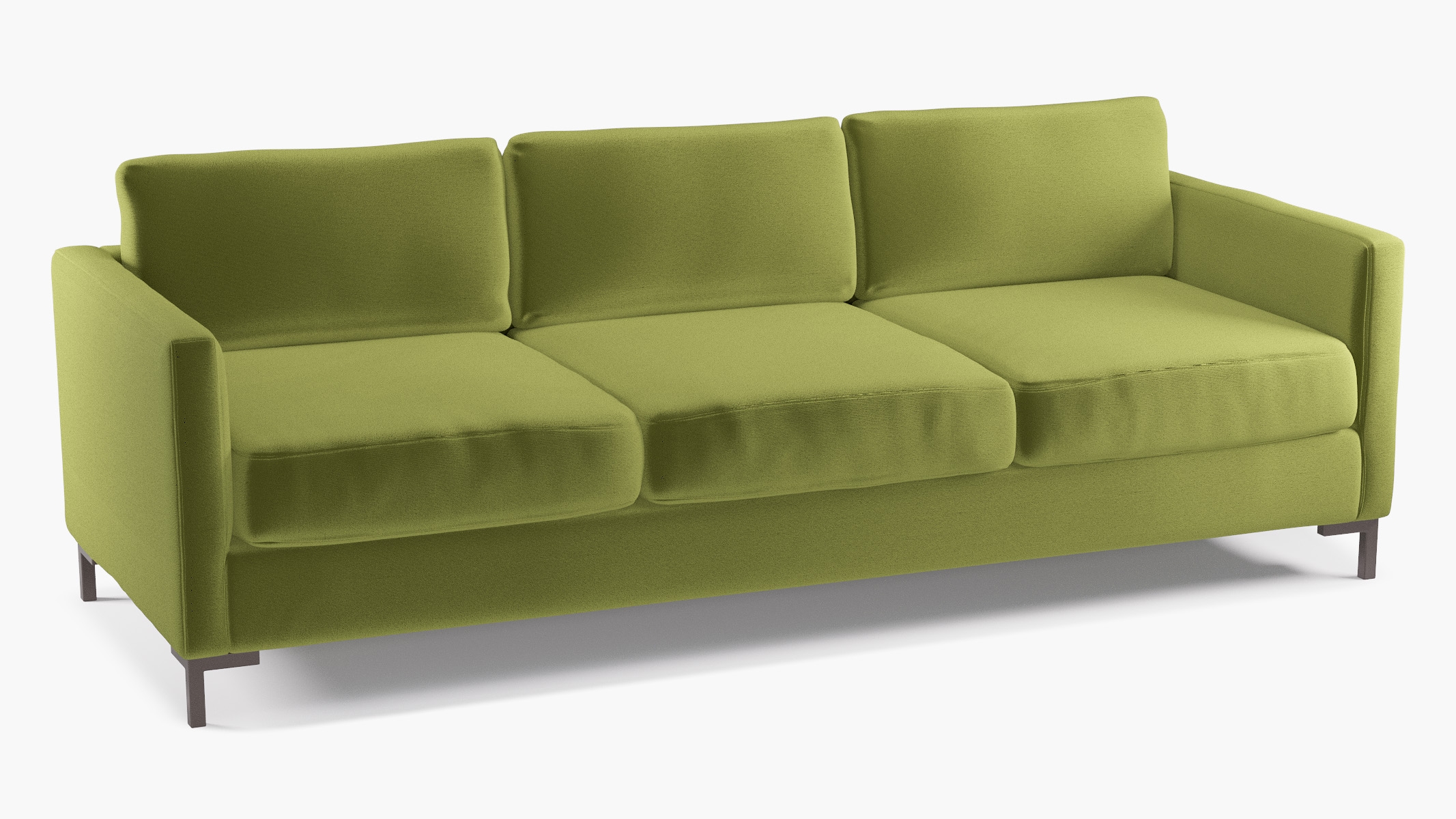 Modern Sofa, Sage Performance Velvet, Bronze L Leg - Image 1