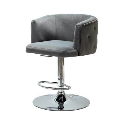 Swivel Adjustable Height Tufted Bar Stool - Image 0